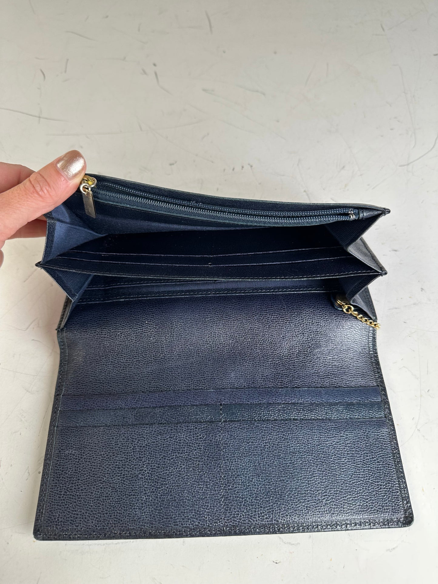 Vintage Givenchy Leather Long Wallet Black Gold