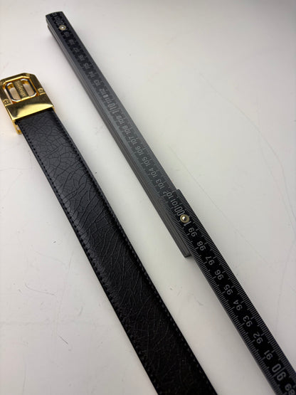 Vintage Burberry Leather Logo Belt Black Brown Gold