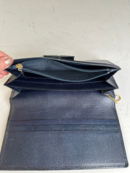 Vintage Givenchy Leather Long Wallet Black Gold