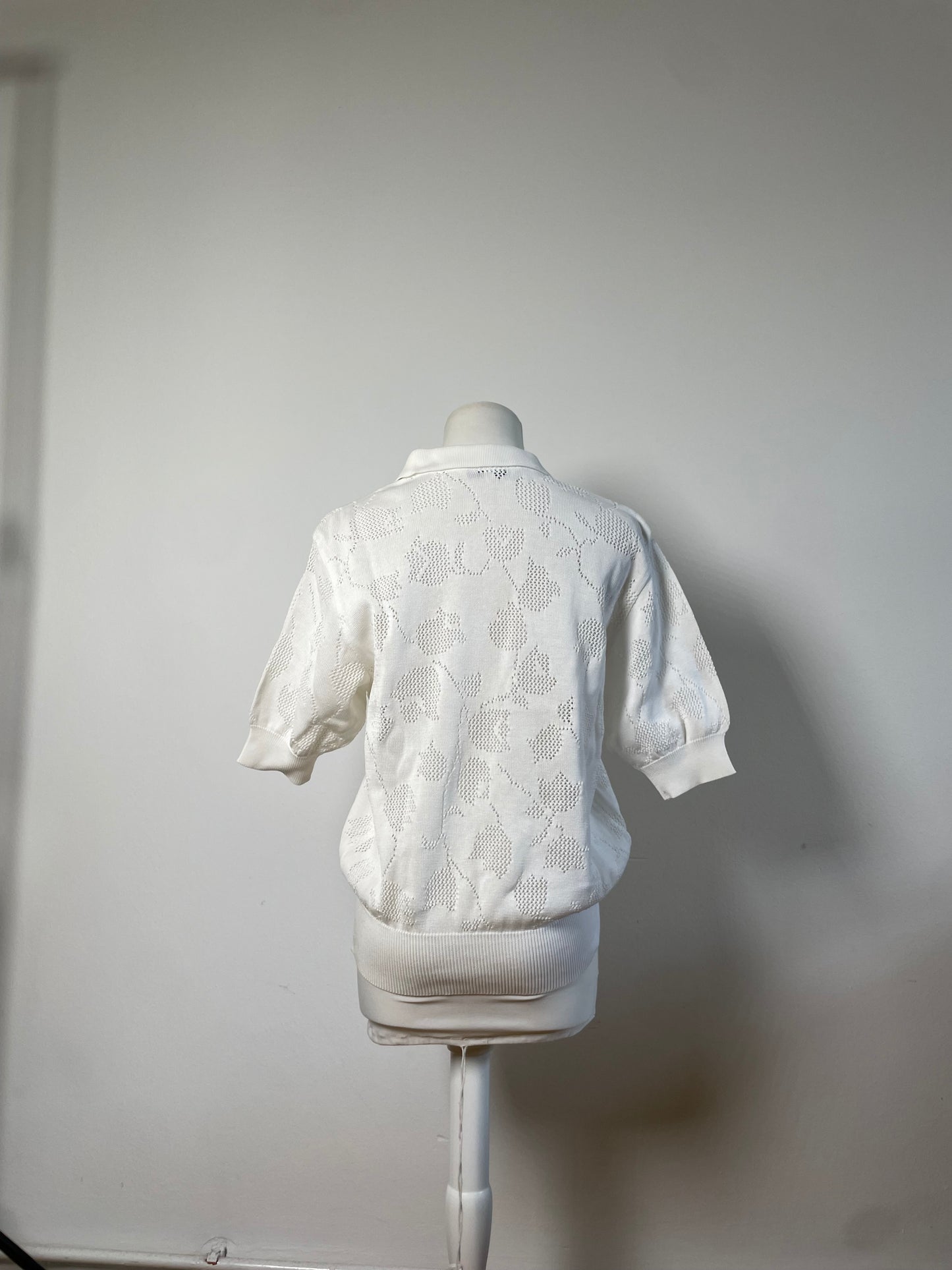 Vintage Dior Knit Sweater White Cotton Blend M