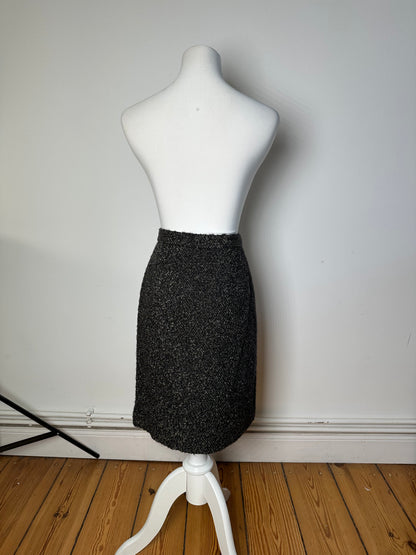 Vintage BALENCIAGA Boucle Wool Skirt Charcoal Grey M