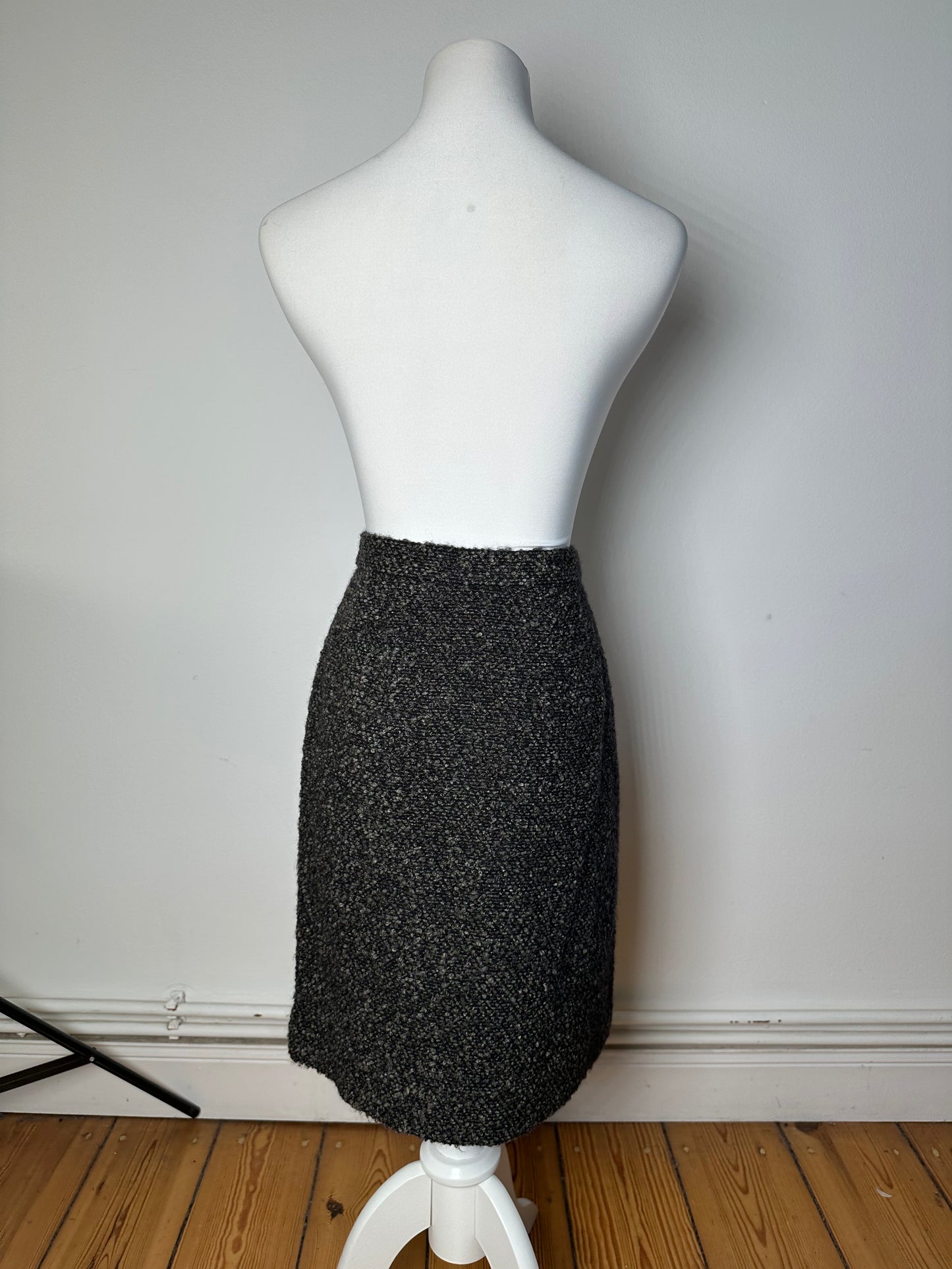 Vintage BALENCIAGA Boucle Wool Skirt Charcoal Grey M