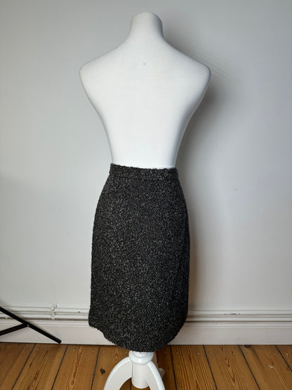 Vintage BALENCIAGA Boucle Wool Skirt Charcoal Grey M