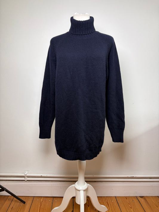 Vintage Versace Knit Turtleneck Sweater Navy Blue XL
