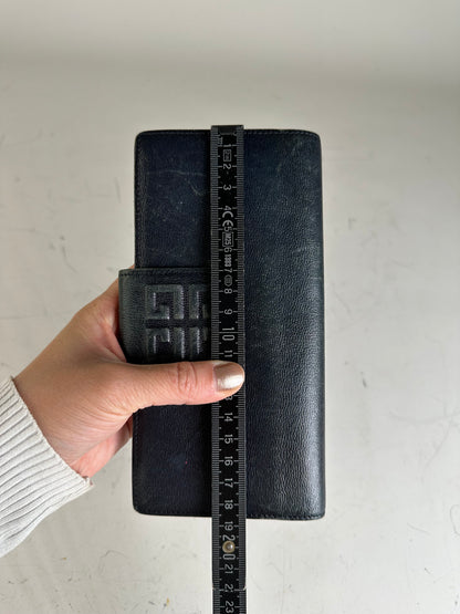 Vintage Givenchy Leather Long Wallet Black Gold
