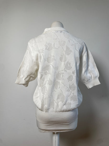 Vintage Dior Knit Sweater White Cotton Blend M