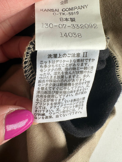 Vintage Kansai Yamamoto Crewneck Sweater Beige Black Abstract M