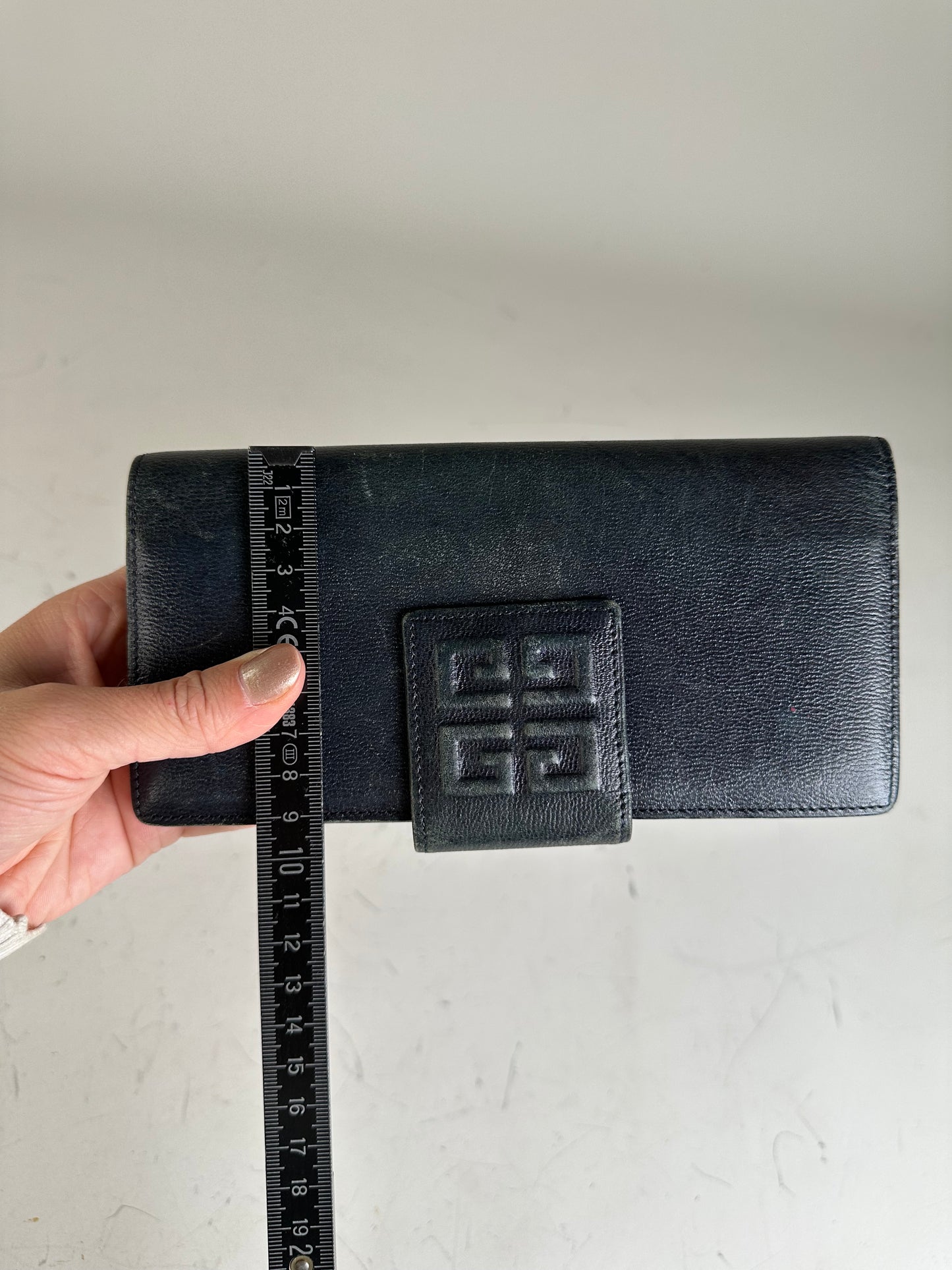 Vintage Givenchy Leather Long Wallet Black Gold