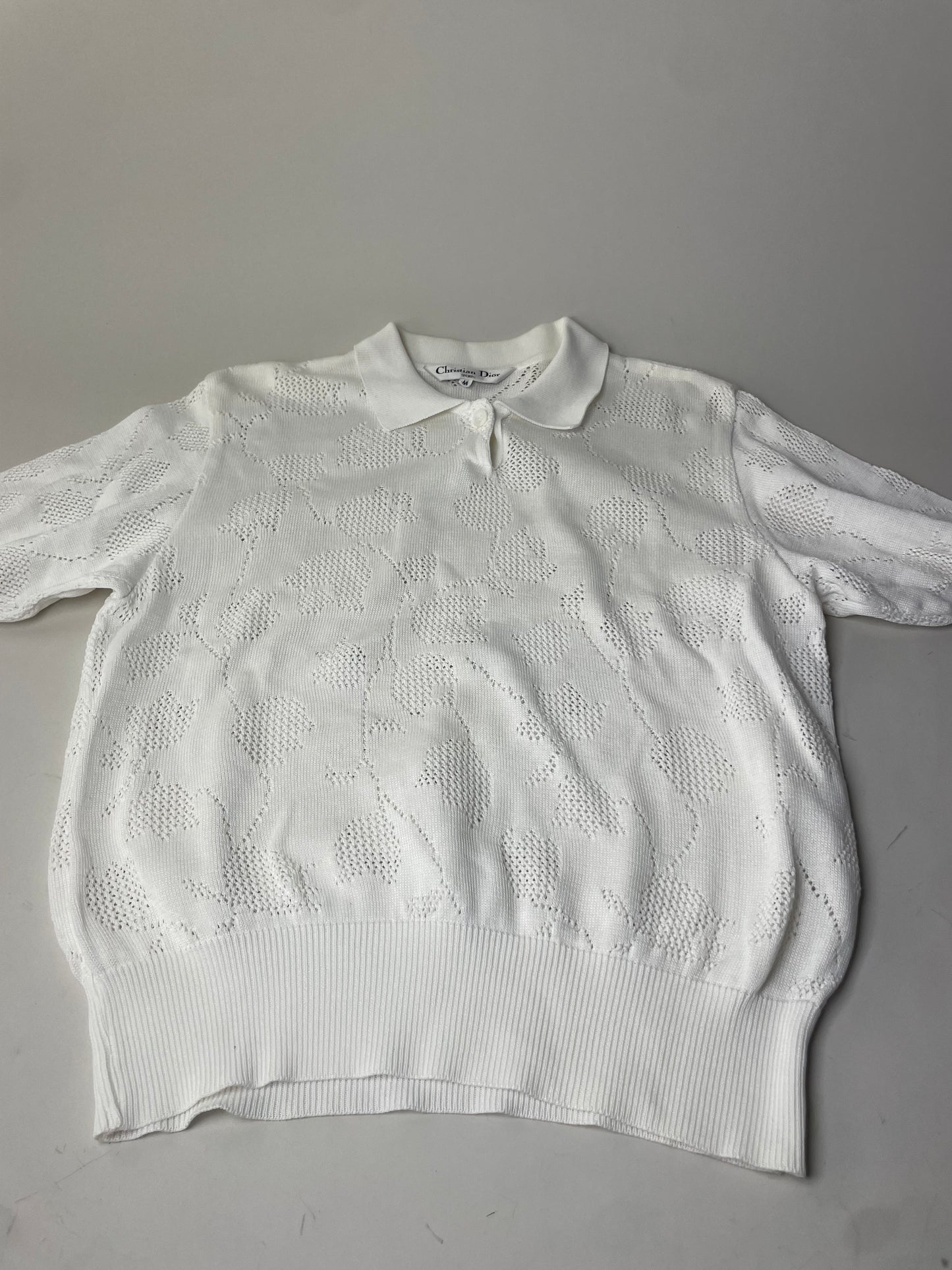 Vintage Dior Knit Sweater White Cotton Blend M