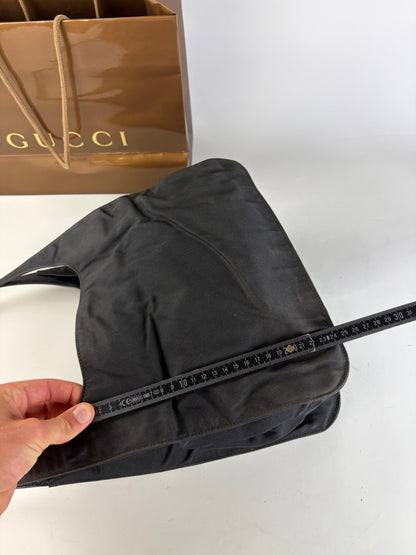 Vintage Gucci Nylon Shoulder Bag Black Silver