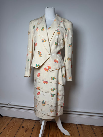 Vintage Balenciaga Silk Twin Set Beige