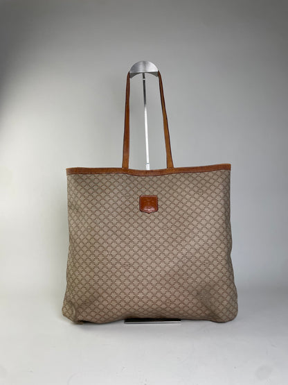 Vintage Celine Macadam Canvas Tote Late 1990s Beige Brown