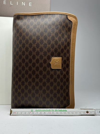 Vintage Celine Paris Triomphe monogram Leather clutch brown