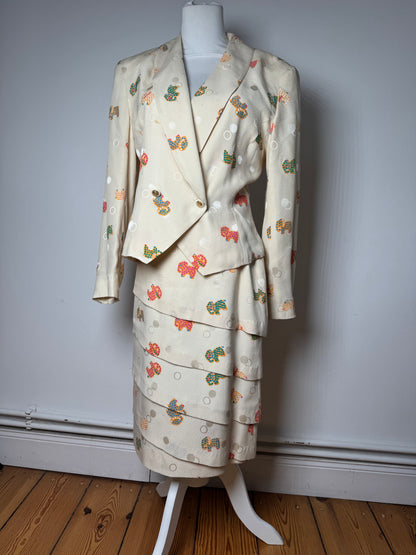 Vintage Balenciaga Silk Twin Set Beige