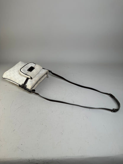 Vintage Loewe Coated Canvas Crossbody Bag White Silver