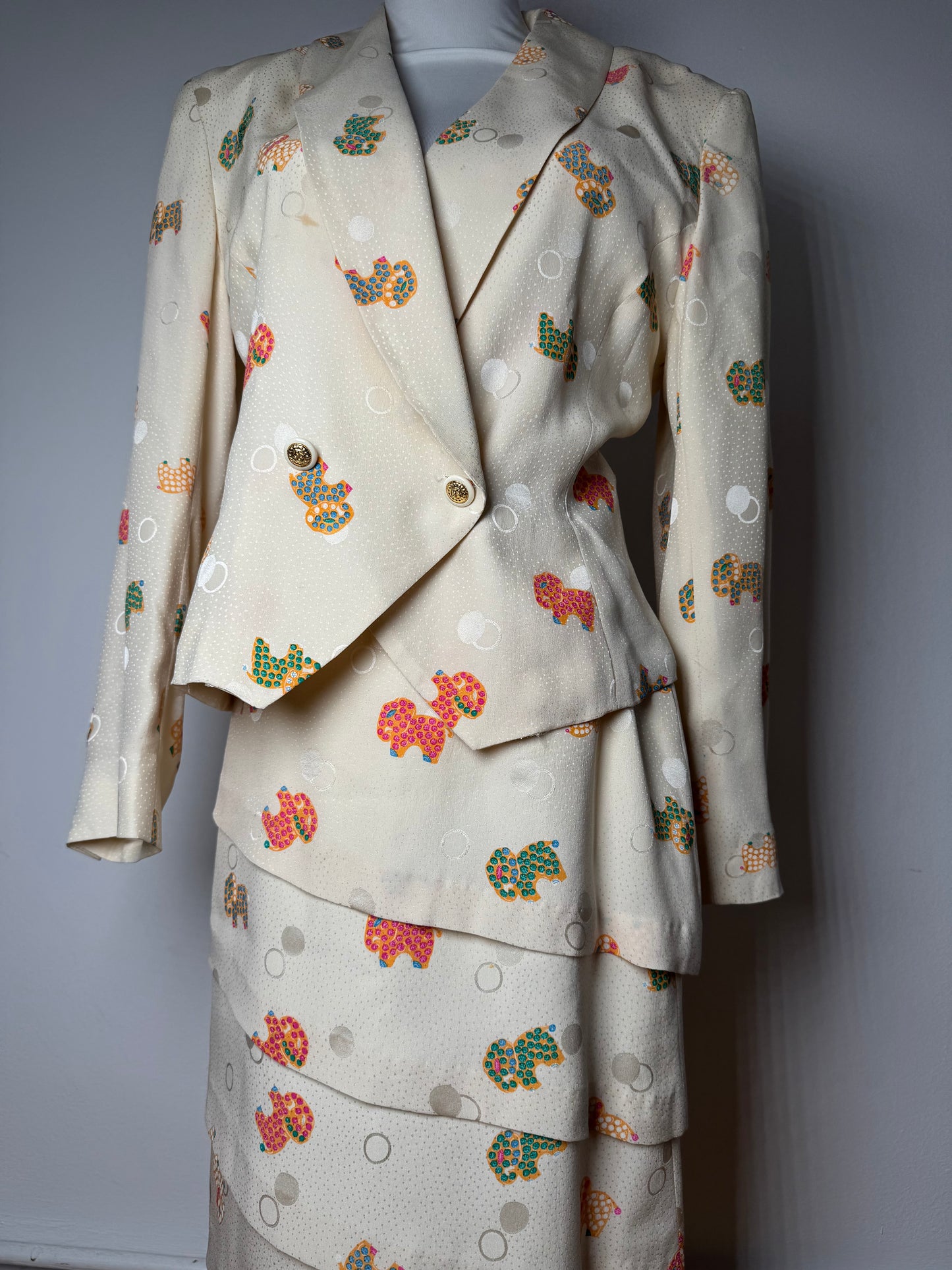 Vintage Balenciaga Silk Twin Set Beige