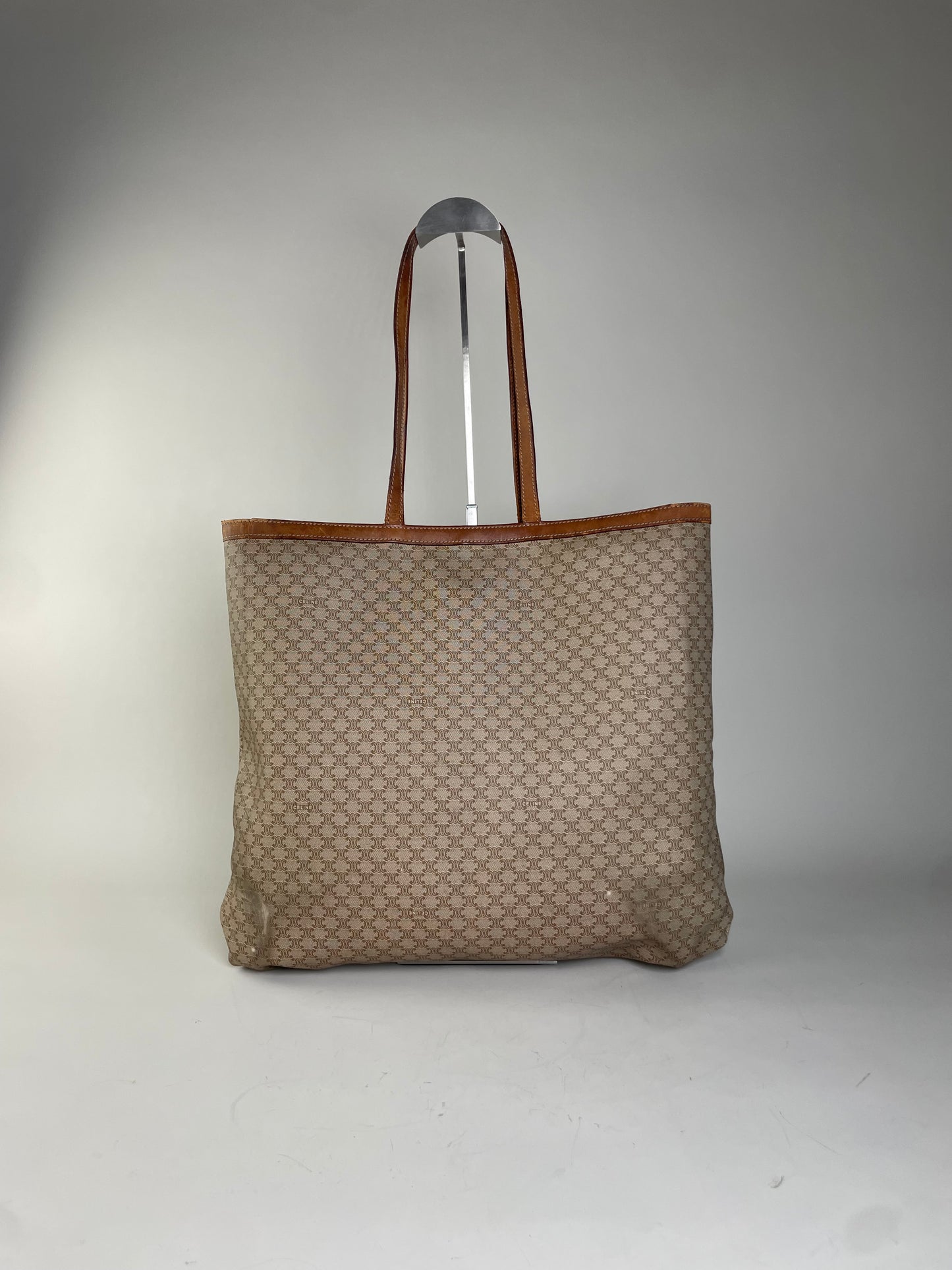 Vintage Celine Macadam Canvas Tote Late 1990s Beige Brown