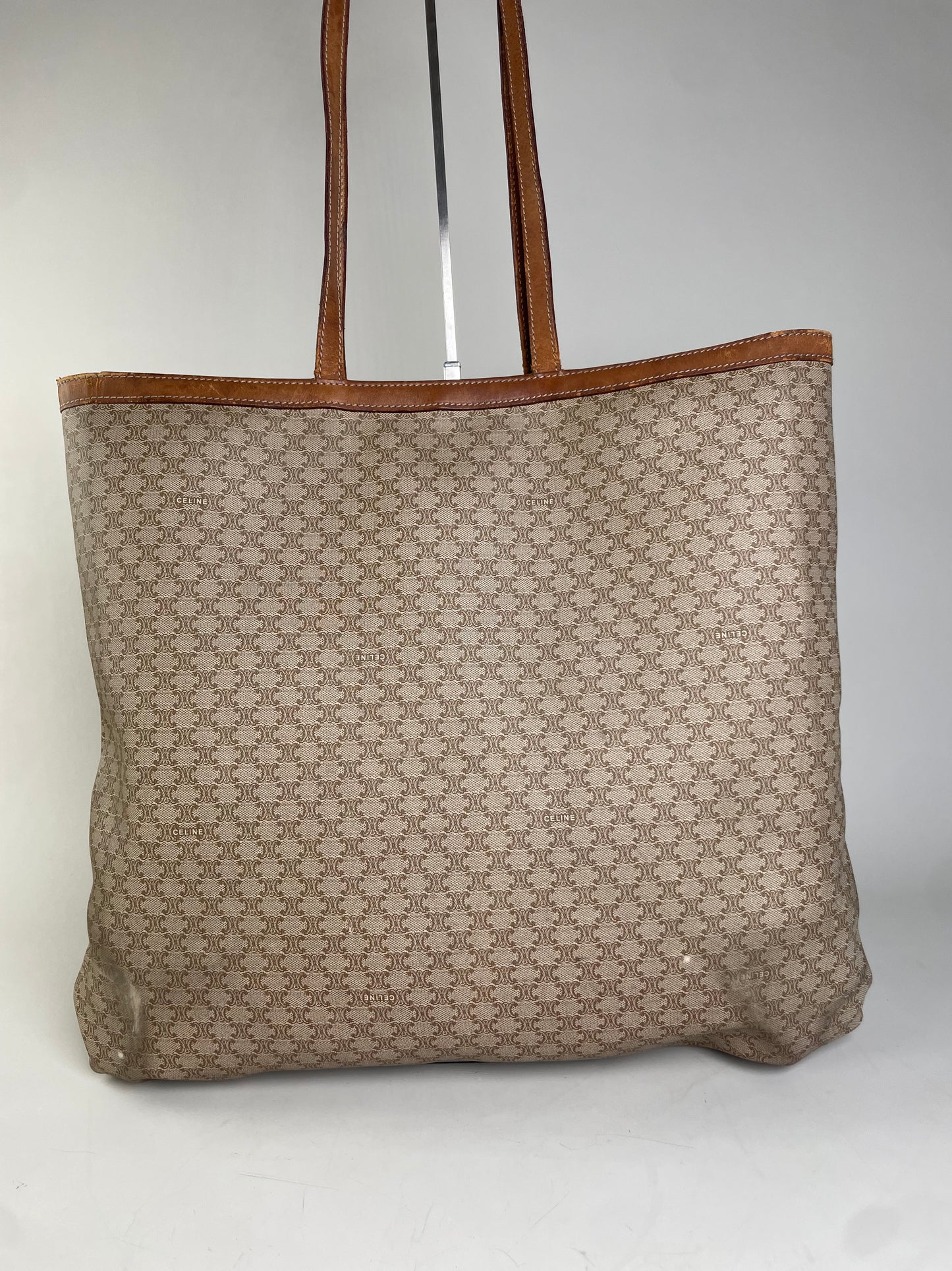 Vintage Celine Macadam Canvas Tote Late 1990s Beige Brown