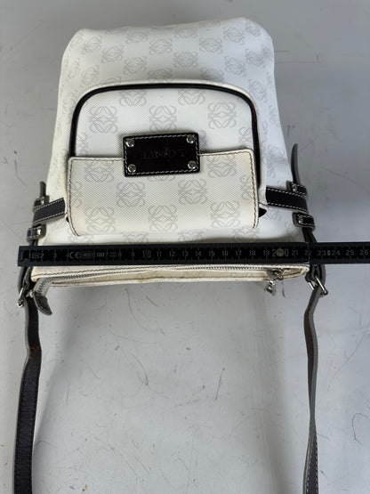 Vintage Loewe Coated Canvas Crossbody Bag White Silver