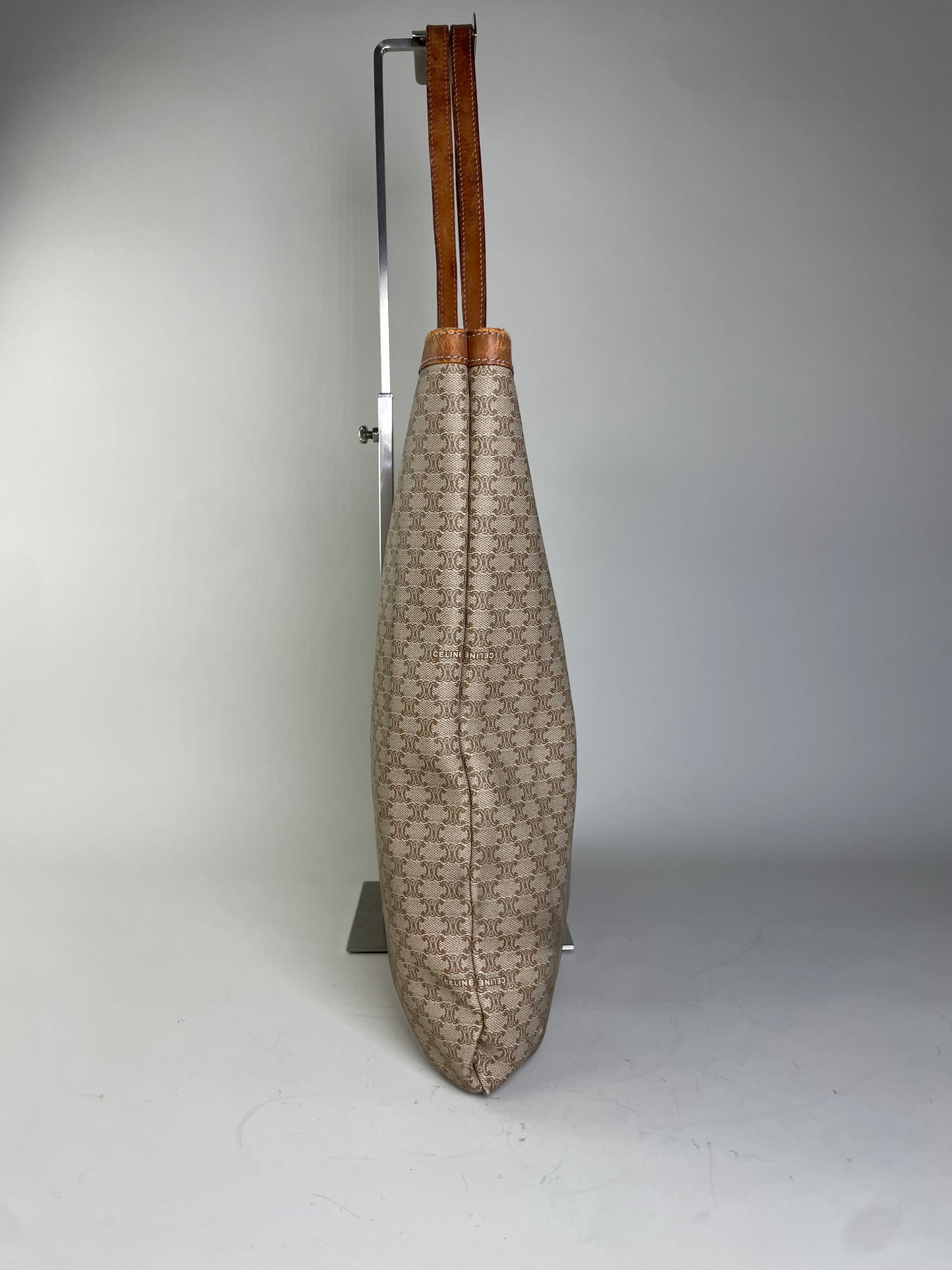 Vintage Celine Macadam Canvas Tote Late 1990s Beige Brown