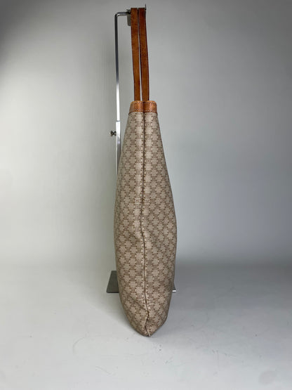 Vintage Celine Macadam Canvas Tote Late 1990s Beige Brown