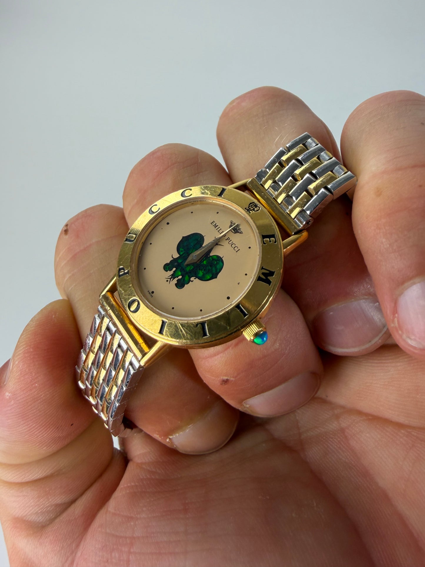 Vintage Pucci Butterfly Logo Bracelet Watch Pink Gold