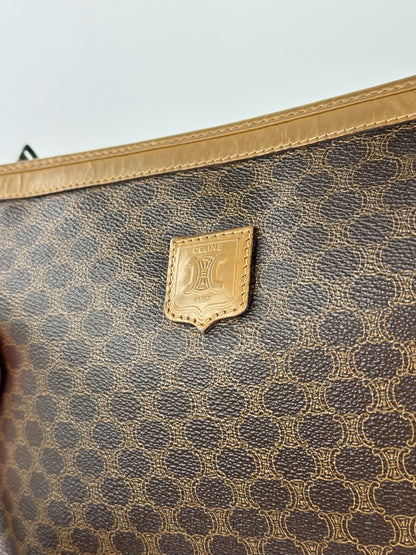 Vintage Celine Paris Triomphe monogram Leather clutch brown