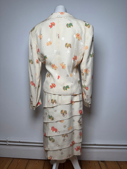 Vintage Balenciaga Silk Twin Set Beige