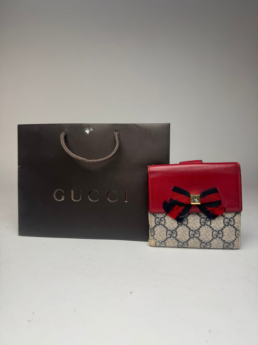 Vintage Gucci Ophidia Leather Wallet Gray Red Navy