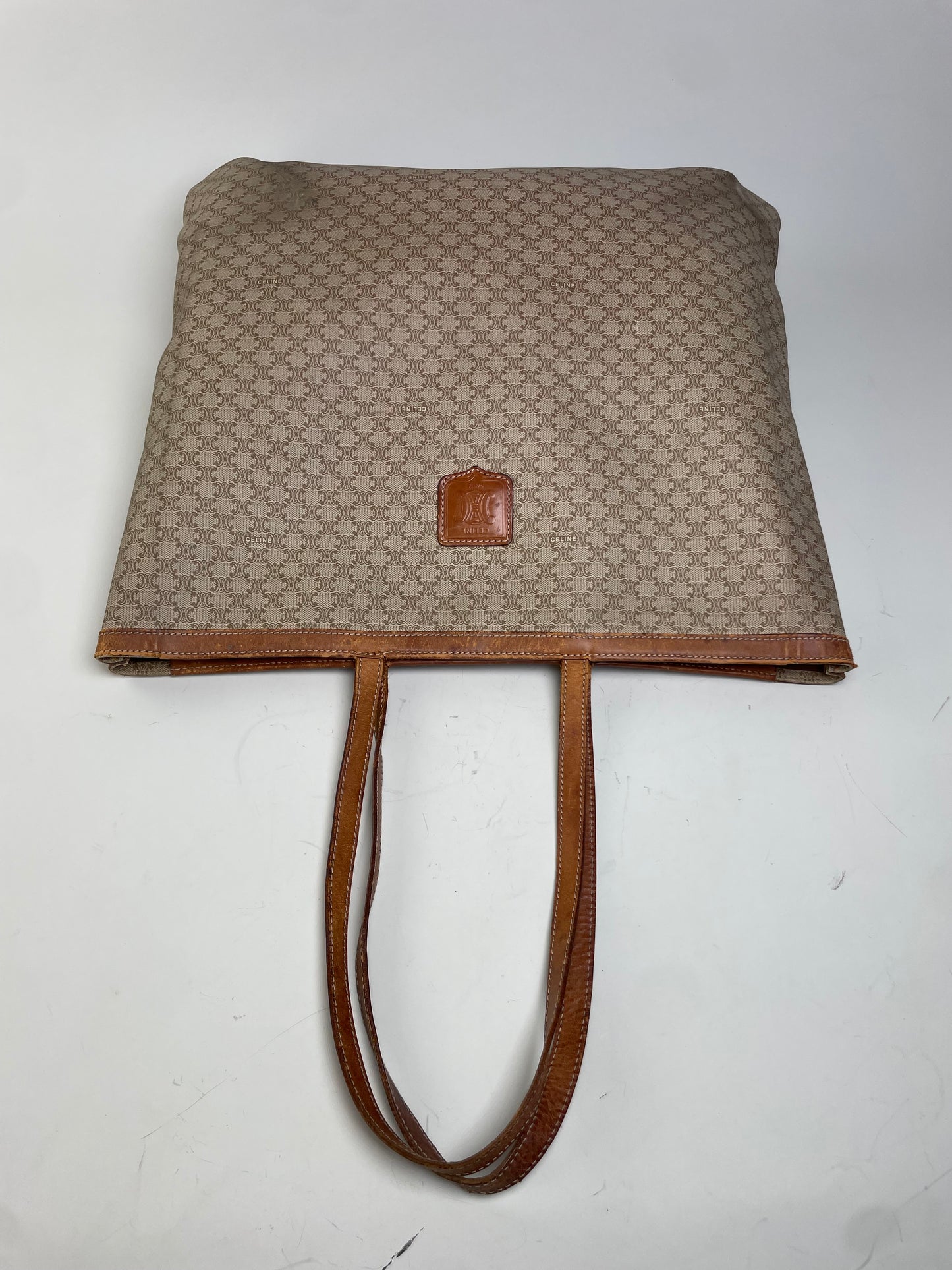 Vintage Celine Macadam Canvas Tote Late 1990s Beige Brown