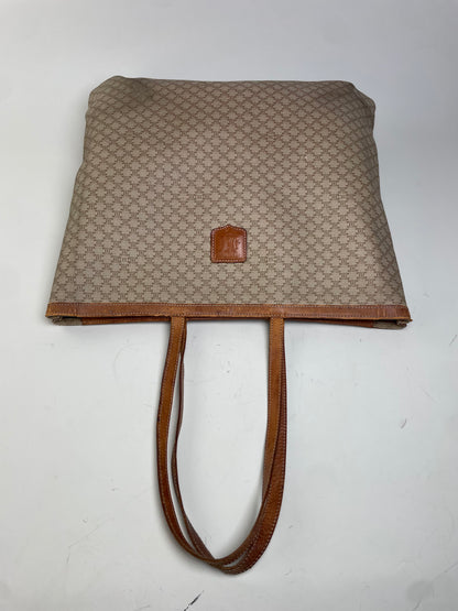 Vintage Celine Macadam Canvas Tote Late 1990s Beige Brown
