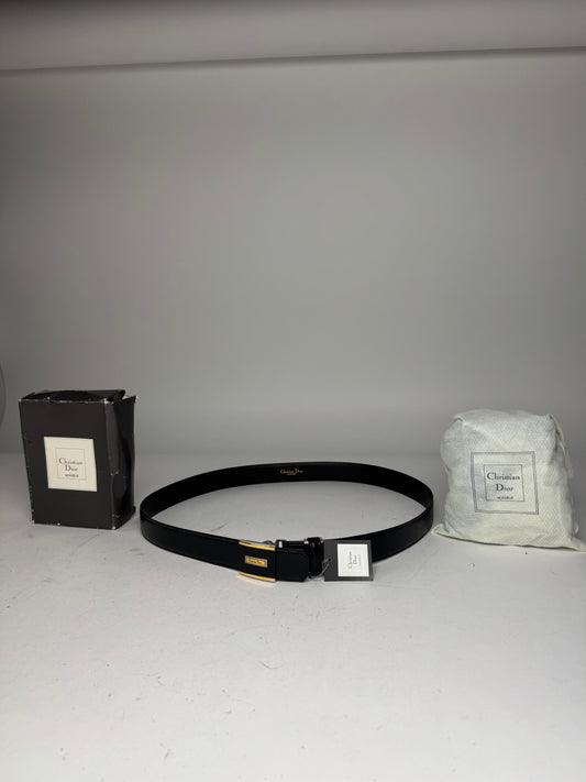Vintage Dior Leather Belt Black new with Tag