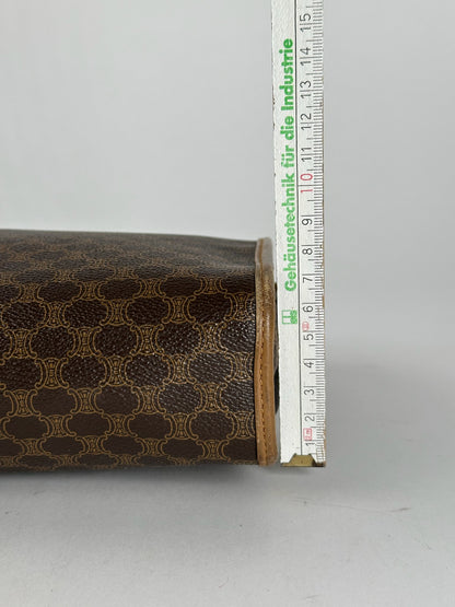 Vintage Celine Paris Triomphe monogram Leather clutch brown