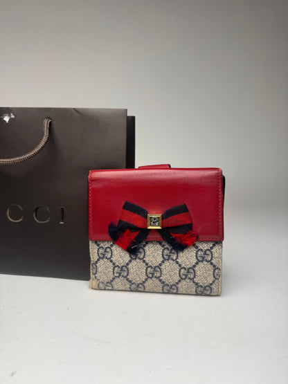 Vintage Gucci Ophidia Leather Wallet Gray Red Navy