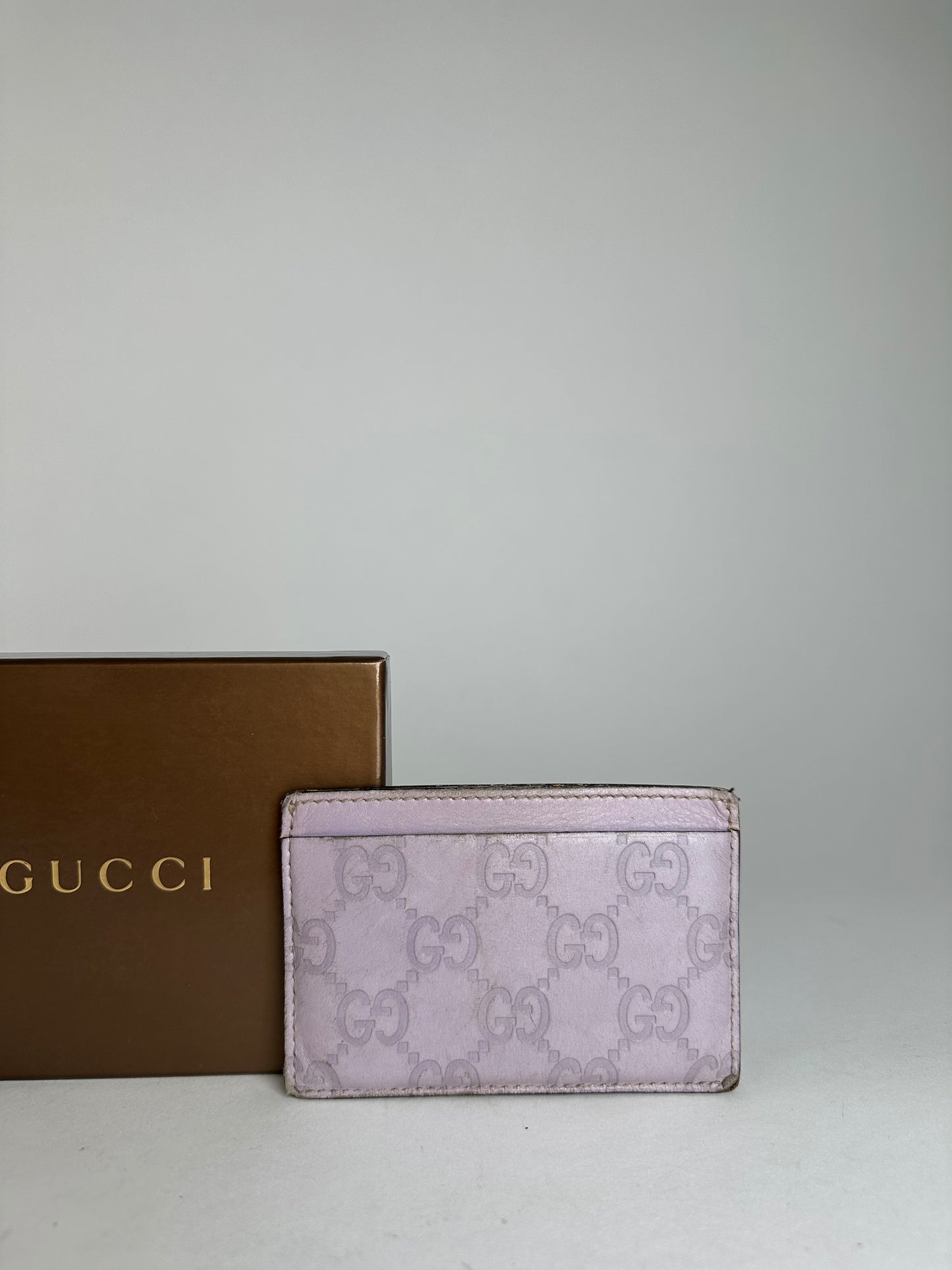 Vintage Gucci Leather Monogram Card Holder Purple