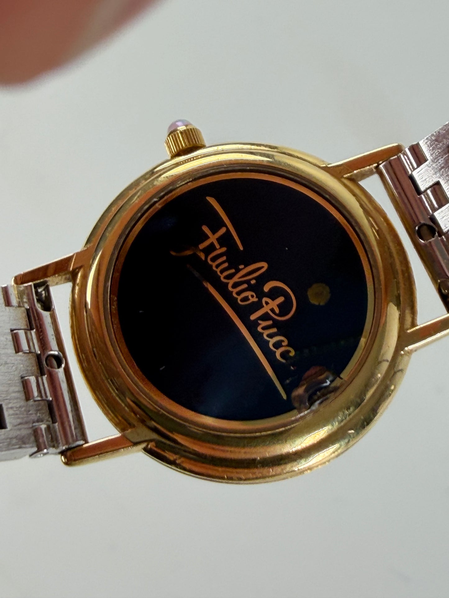 Vintage Pucci Butterfly Logo Bracelet Watch Pink Gold