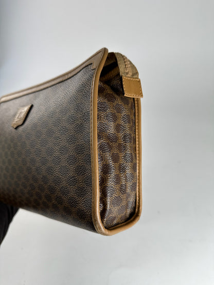 Vintage Celine Paris Triomphe monogram Leather clutch brown