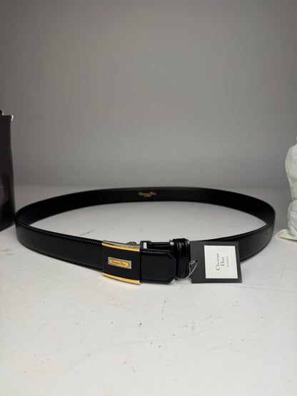 Vintage Dior Leather Belt Black new with tag