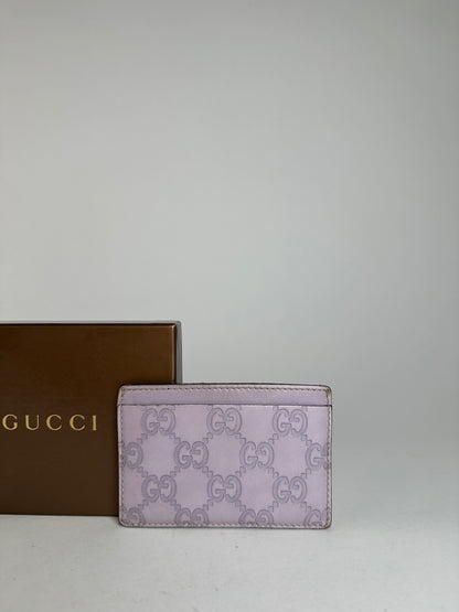 Vintage Gucci Leather Monogram Card Holder Purple