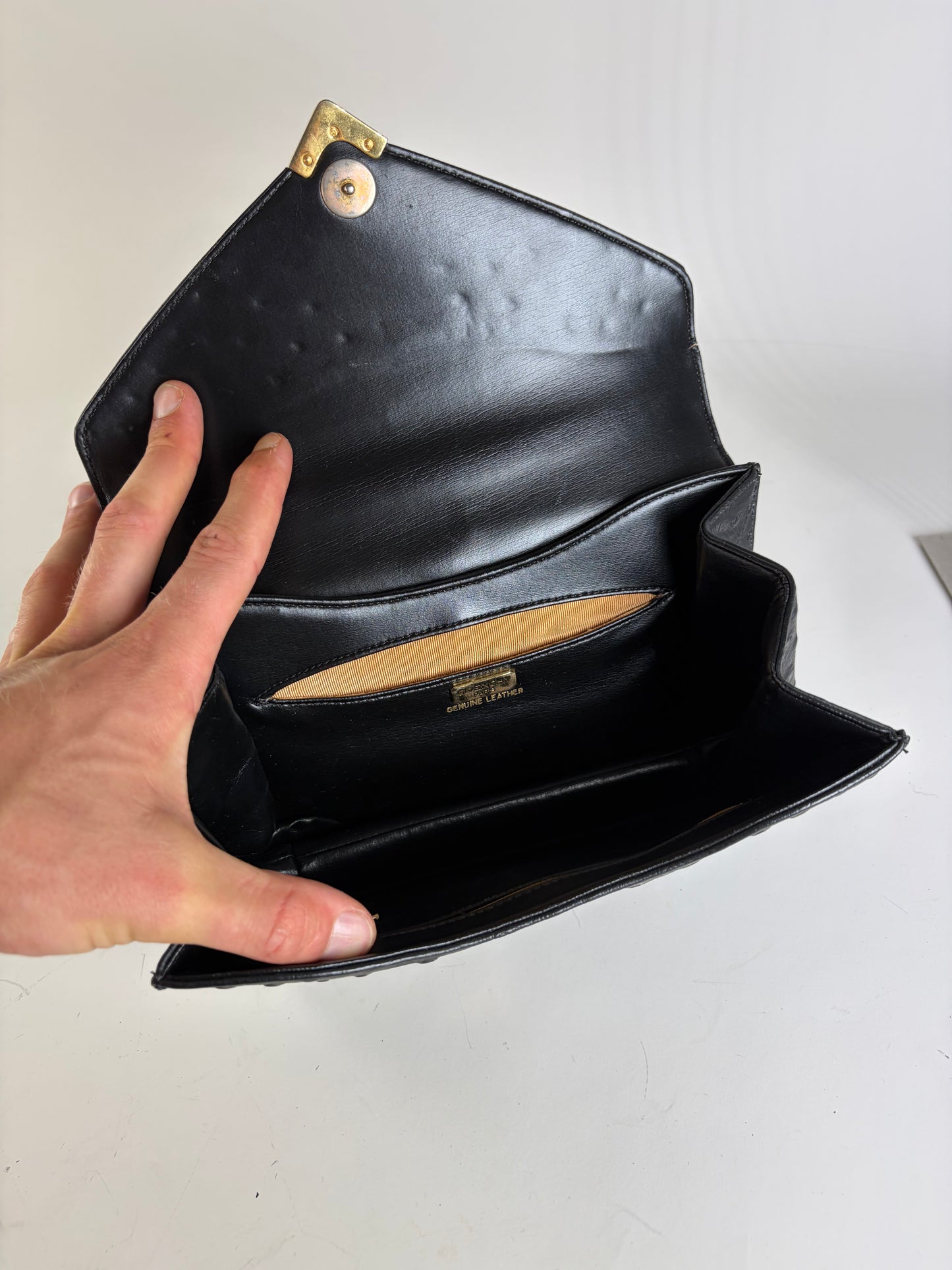 Vintage Givenchy Structured Leather Handbag Black Gold