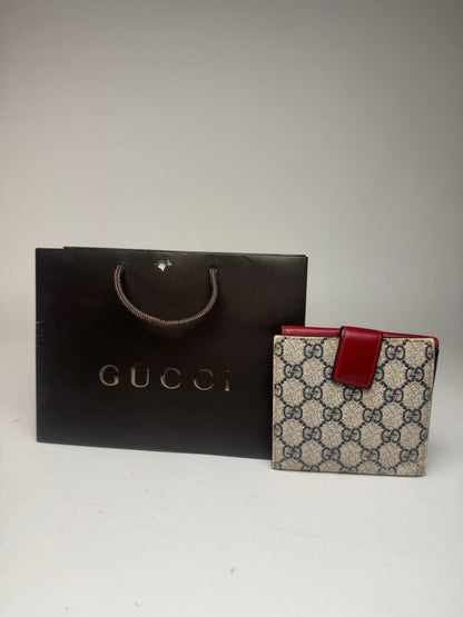 Vintage Gucci Ophidia Leather Wallet Gray Red Navy
