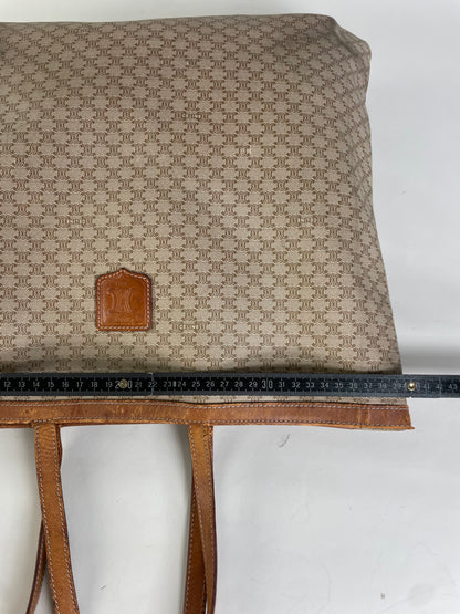 Vintage Celine Macadam Canvas Tote Late 1990s Beige Brown