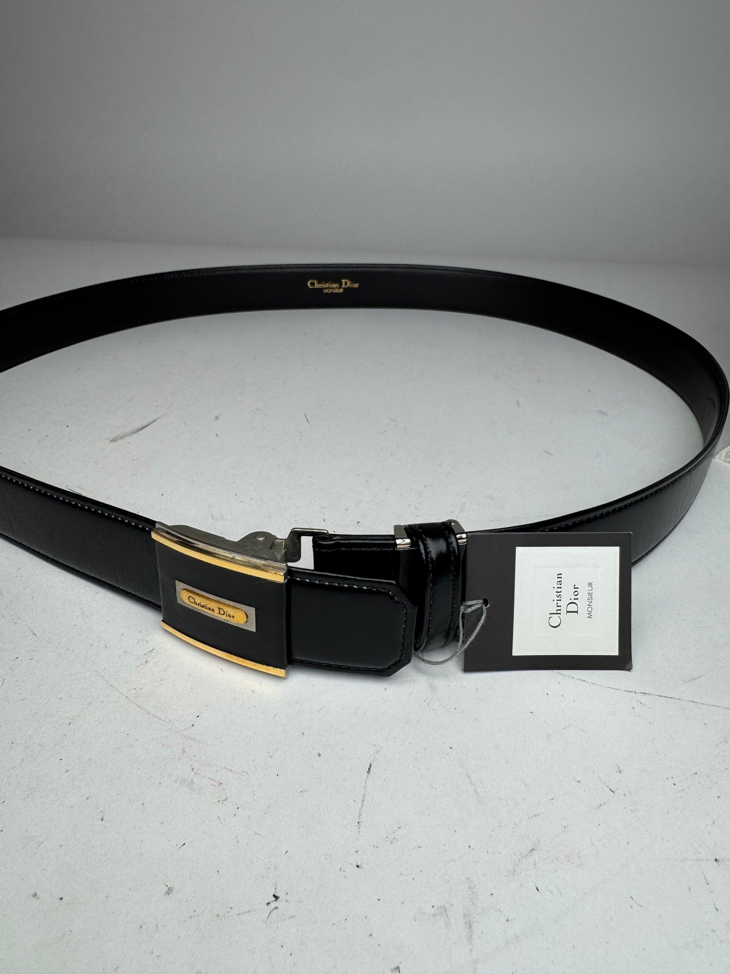 Vintage Dior Leather Belt Black new with tag