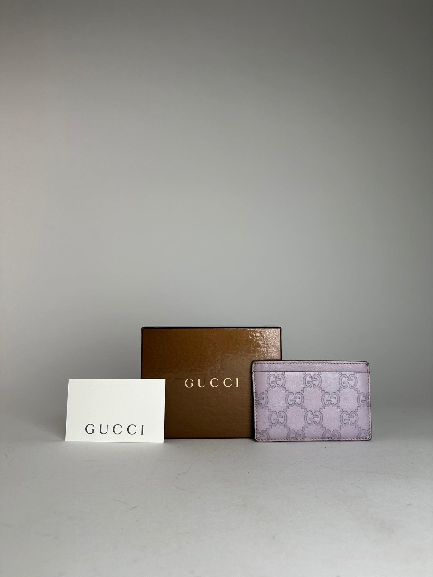 Vintage Gucci Leather Monogram Card Holder Purple