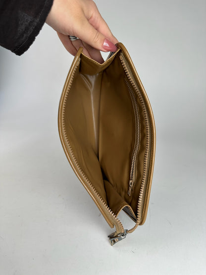 Vintage Celine Paris Triomphe monogram Leather clutch brown