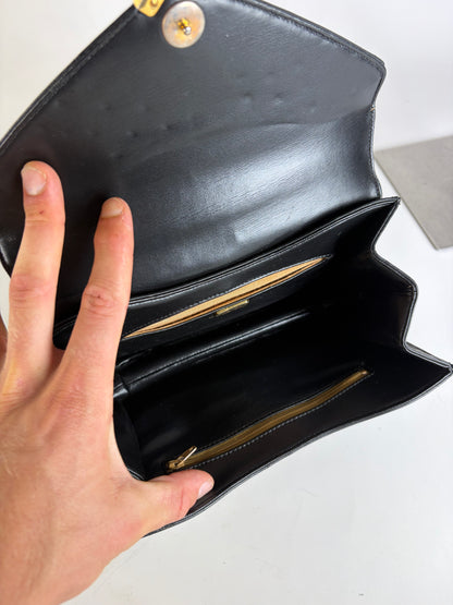 Vintage Givenchy Structured Leather Handbag Black Gold