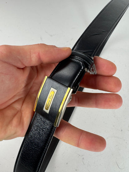 Vintage Dior Leather Belt Black new with tag