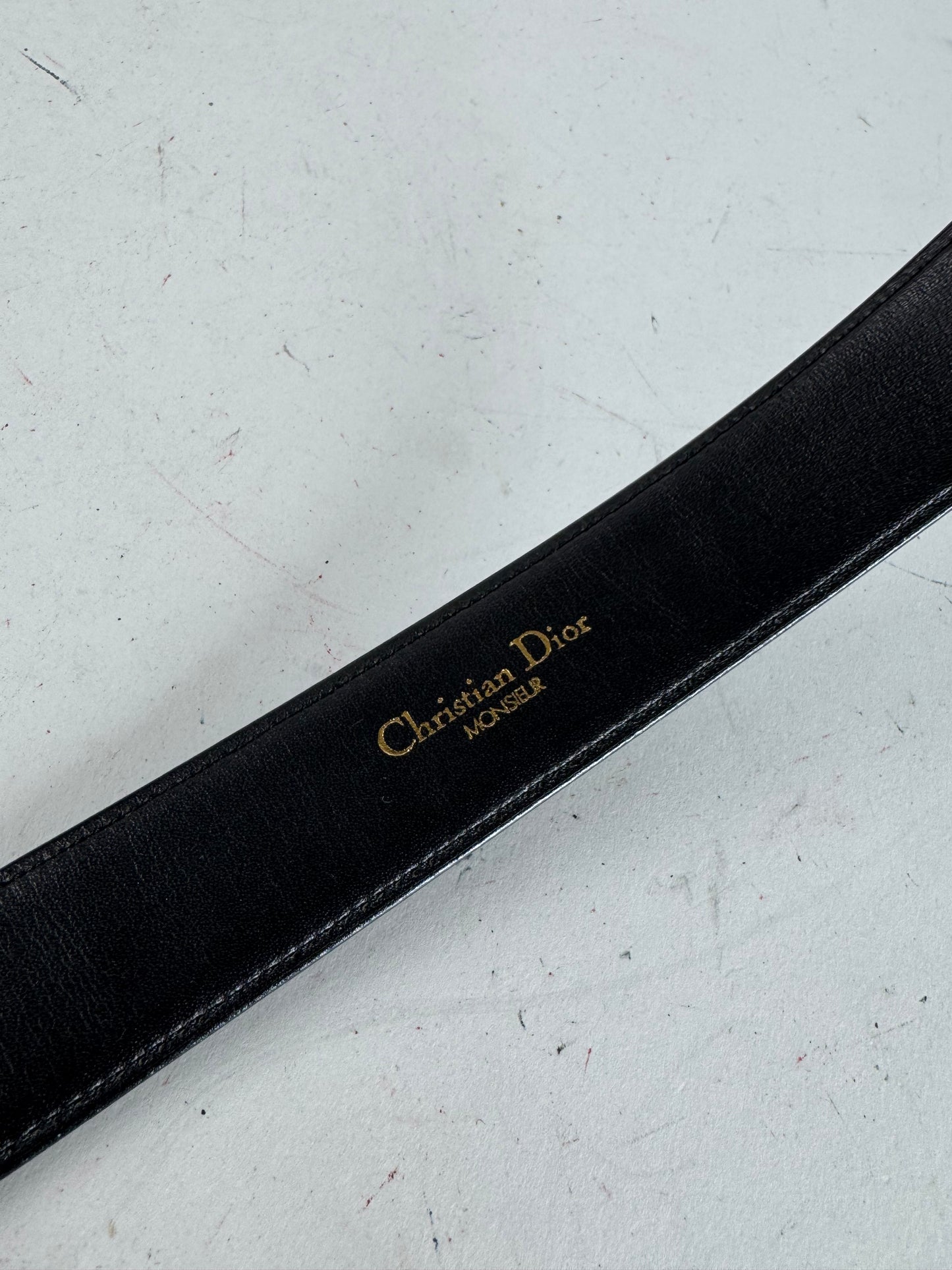 Vintage Dior Leather Belt Black new with tag