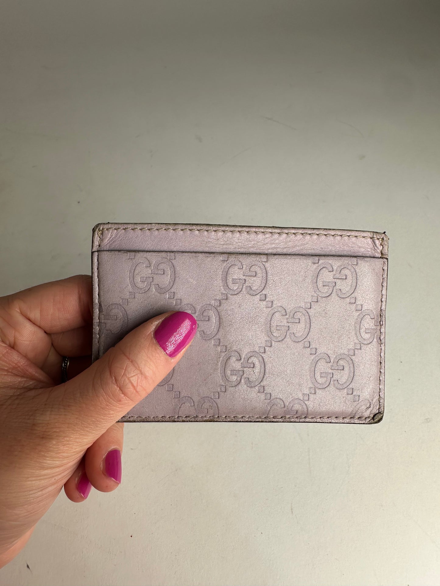 Vintage Gucci Leather Monogram Card Holder Purple