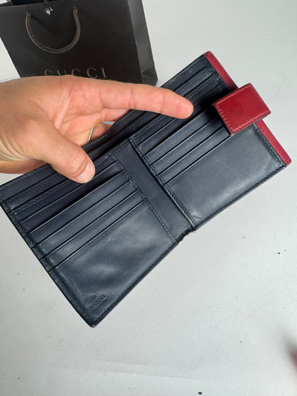 Vintage Gucci Ophidia Leather Wallet Gray Red Navy